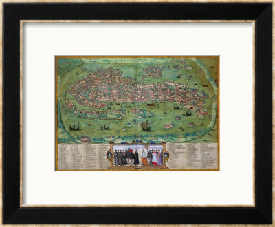 Map of Venice, from "Civitates Orbis Terrarum" by Georg Braun and Frans Hogenberg, circa 1572