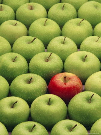 Single Red Apple Among a Number of Green Apples