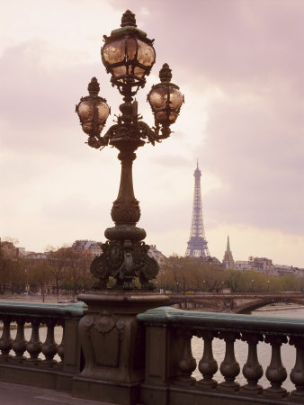 The Eiffel Tower Seen from the Pont Alexandre III at Dusk, Paris, France
