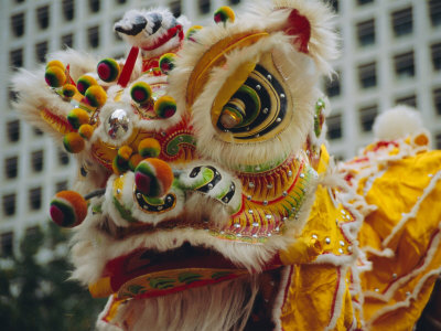 Costume Head, Lion Dance, Hong Kong, China