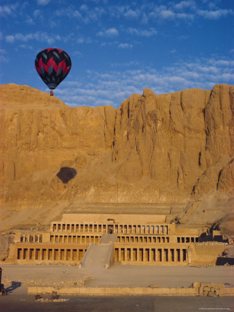 Ballon Over Deir El Bahari, Temple of Hatshepsut, West Bank, Thebes, Egypt, North Africa
