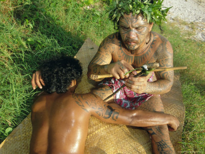 Tavita Manea, Tattooer, Moorea, Society Islands, French Polynesia, South Pacific Islands, Pacific