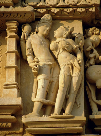 Vishnu and Lakshami, Sculptures on the Parshvinath Temple, Jain Group, Madhya Pradesh State, India