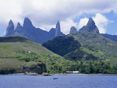 View Across Sea to Island, Fatu Hiva, Marquesas Islands, French Polynesia, South Pacific Islands