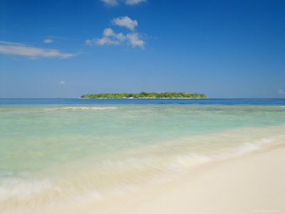 The Tropical Island of Bandos from Kuda Bandos, North Male Atoll, the Maldives, Indian Ocean