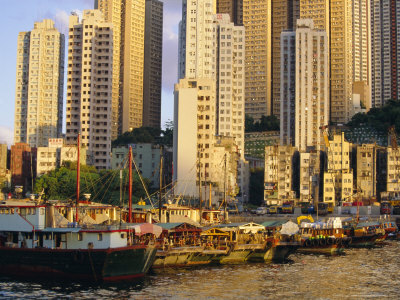 Tower Blocks and Harbour at Aberdeen on the South Coast of Hong Kong Island, Hong Kong, China