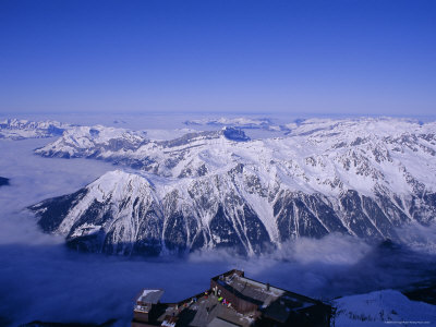 View of the Grand Massif and Ski Resort of Flaine, Aguile Du Midi, Chamonix, French Alps, France