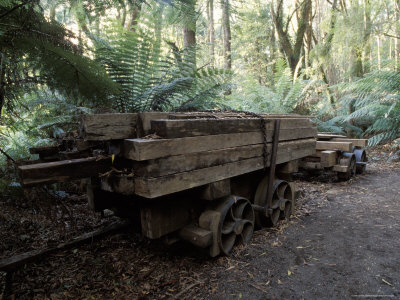 Abandoned Antique Railway Carriage Carrying Train Track Sleepers, Australia