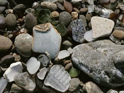 Buy Close View of Glass and Ceramic on Glass Beach, A Former Dump Site, California at AllPosters.com