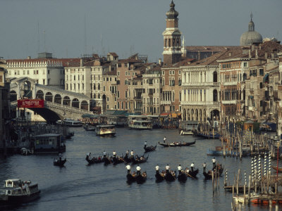 Buy Boats Crowd the Grand Canal of Venice, Italy at AllPosters.com