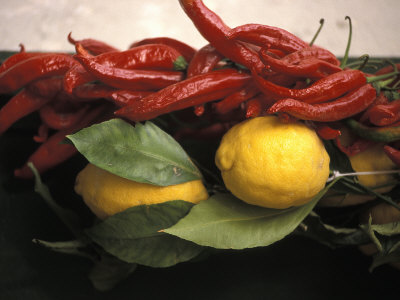 Buy Lemons and Dried Red Peppers for Sale as Local Produce on the Amalfi Coast in Ravello, Italy at AllPosters.com