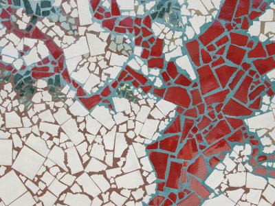 Buy Red, White and Green Mosaic Tile Wall, California at AllPosters.com