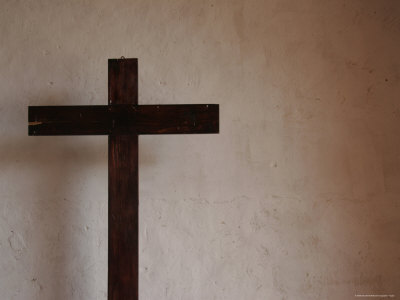 Buy Wood Cross against White Wall, San Cristobal de Las Casas, Mexico at AllPosters.com