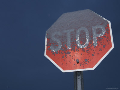 Buy Stop Sign Covered in Snow, Arizona at AllPosters.com