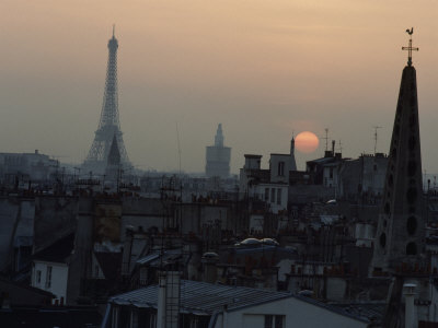 Unusual View of the Eiffel Tower at Twilight, Paris, France