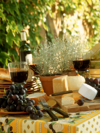 Buffet with Cheese and Grapes Posters