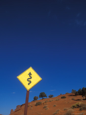 Buy Winding Road Sign in Monument Valley, Arizona at AllPosters.com