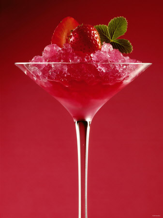 Strawberry Sorbet in a Stem Glass