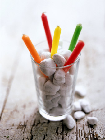 Glass with Stones and Coloured Candles