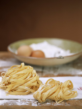 Home-made Ribbon Pasta and Ingredients