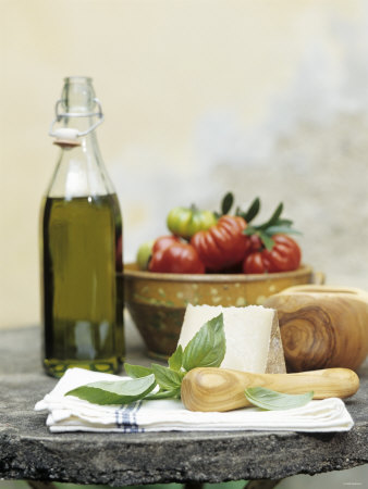 Basil, Cheese, Tomatoes and Olive Oil