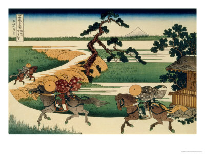 36 Views of Mount Fuji, no. 32: Village of Sekiya at Sumida River