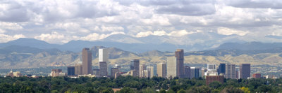 Clouds over Skyline and Mountains, Denver, Colorado, USA