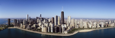 Aerial View of Lake Michigan, Lake Shore Drive, Chicago, Illinois, USA