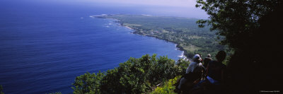 Men Riding Mules, Pacific Ocean, Kalaupapa, Molokai, Hawaii, USA