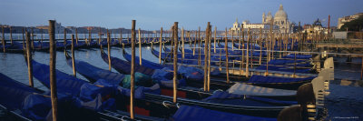 Gondolas Moored at a Harbor, Santa Maria Della Salute, Venice, Italy
