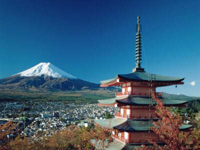 Mount Fuji and Pagoda, Hakone, Honshu, Japan