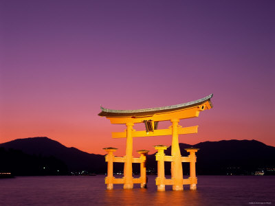Miyajima Island, Itsukushima Shrine, Torii Gate, Night View, Honshu, Japan