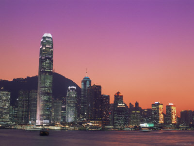 City Skyline and Victoria Harbour at Night, Hong Kong, China