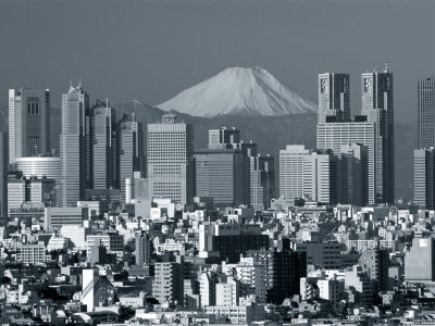 City Skyline and Mount Fuji, Tokyo, Honshu, Japan