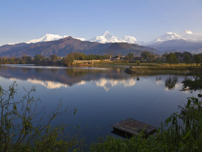 Annapurna Range Reflecting in Phewa Lake, Pokhara, Nepal