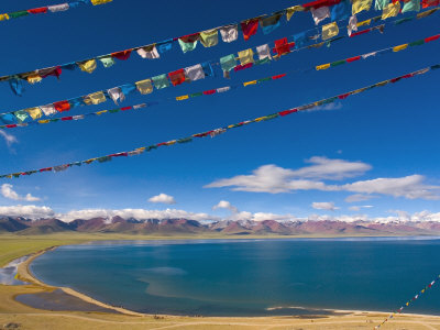 Prayer Flags at Nam Tso Lake, Central Tibet