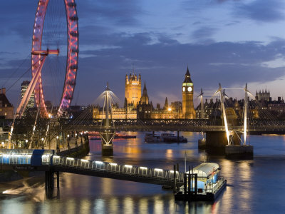 Millennium Wheel and Houses of Parliament, London, England