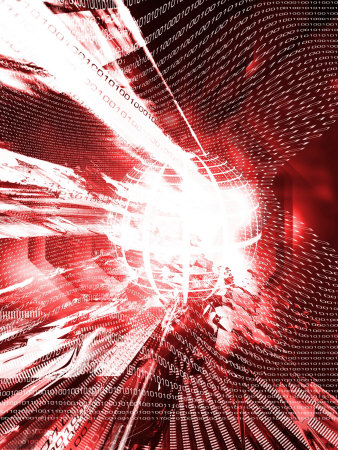Abstract Red Binary Code and Globe