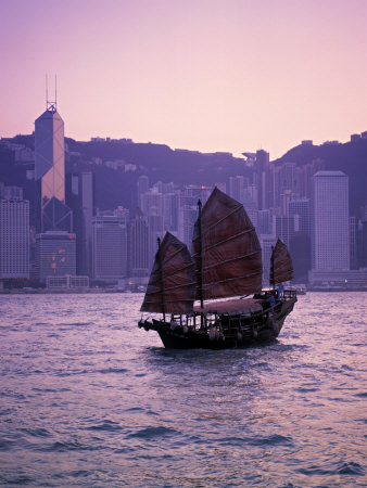 Chinese Junk, Victoria Harbour, Hong Kong, China