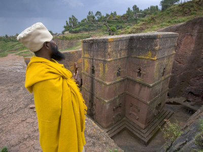 Buy Priest Outside the Sunken Rock Hewn Church of Bet Giyorgis, Lalibela, Ethiopia at AllPosters.com