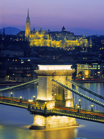Chain Bridge and Danube River, Budapest, Hungary