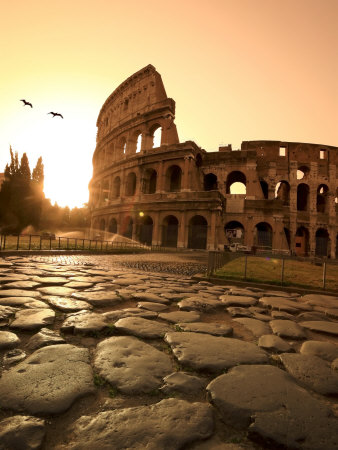 Colosseum and Via Sacra, Sunrise, Rome, Italy Posters