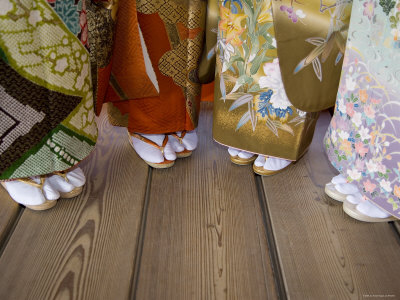 Japanese Kimonos and Geta Slippers, Miyajima, Hiroshima, Japan