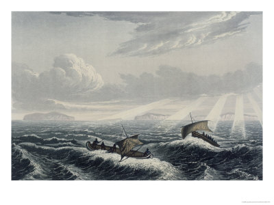 Buy Canoe Broaching to in a Gale of Wind at Sunrise, Journey to the Shores of the Polar Sea at AllPosters.com