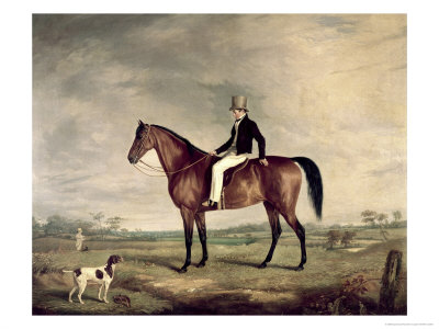 Young Gentleman in Grey Hat on Bay Hunter