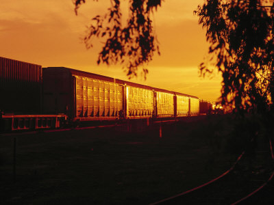 Freight Train at Sunset