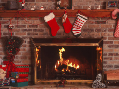 Fireplace with Christmas Stockings