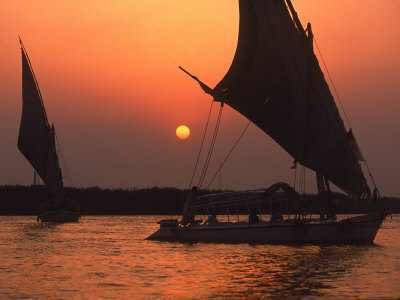 Felucca on Nile at Sunset, Cairo, Egypt