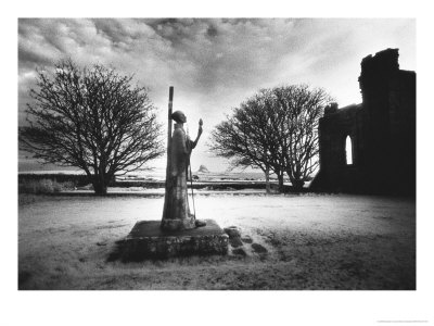 Statue of St Aiden, Lindisfarne Priory, Northumberland, England