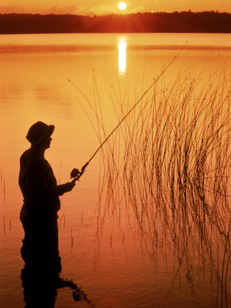 Silhouette of Man Fishing, Vilas City, WI